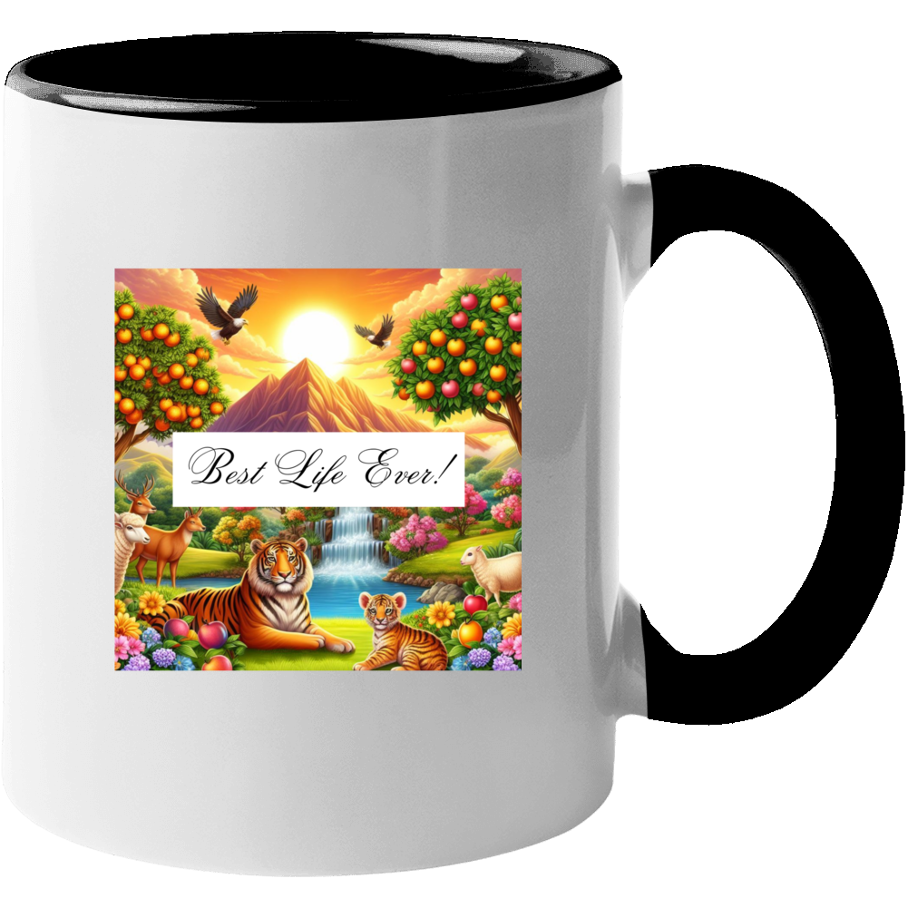 Best Life Ever - Paradise Scene - Black Handle Mug