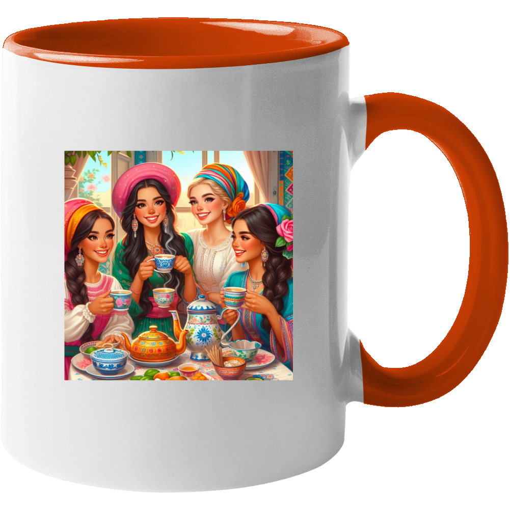 Tea Party - Orange Handle Mug