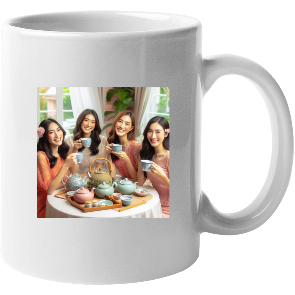 Tea Party - White Handle Mug
