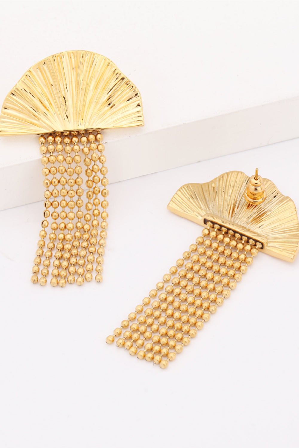18K Gold Plated Fan Fringe Dangle Earrings - Uylee's Boutique
