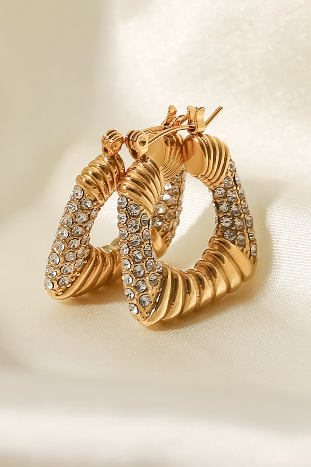 18K Gold Plated Inlaid Cubic Zirconia Earrings - Uylee's Boutique