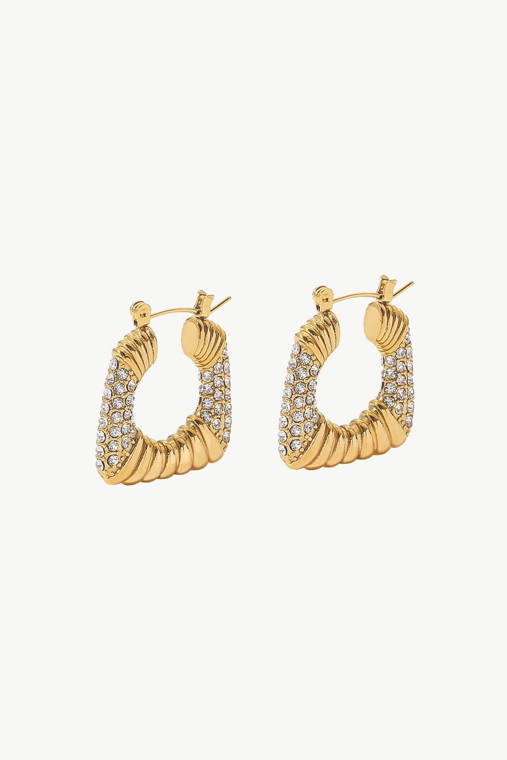 18K Gold Plated Inlaid Cubic Zirconia Earrings - Uylee's Boutique