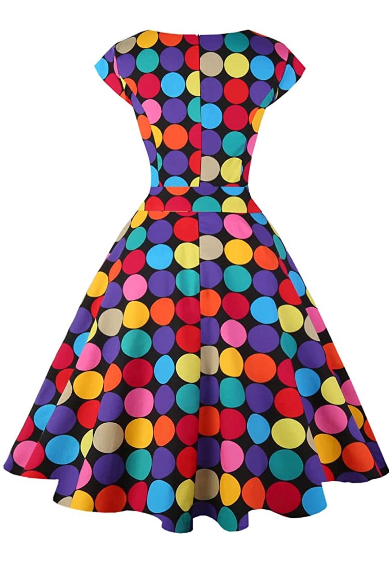 1950s Inspired Retro Inspired Dress, Multi-Colored Polka Dot, Sizes XS - 3XL - Uylee's Boutique
