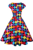 1950s Inspired Retro Inspired Dress, Multi-Colored Polka Dot, Sizes XS - 3XL - Uylee's Boutique