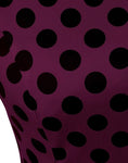 1950s Inspired Retro Rockabilly Cap-Sleeve Dress, Violet with Large Black Polka Dots, Sizes XS - 3XL - Uylee's Boutique