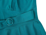 1950’s Style Short Sleeve Mermaid Dress, Sizes Small - 2XLarge (Harbor Blue) - Uylee's Boutique