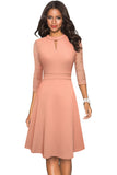 Round Neck Three-Quarter Sleeve Cutout Dress