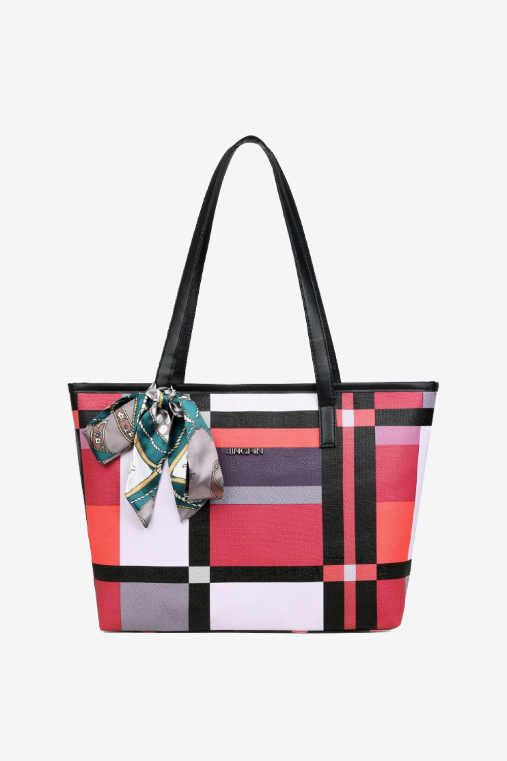 Uylee’s Boutique Color Block Tie Detail PU Leather Tote Bag