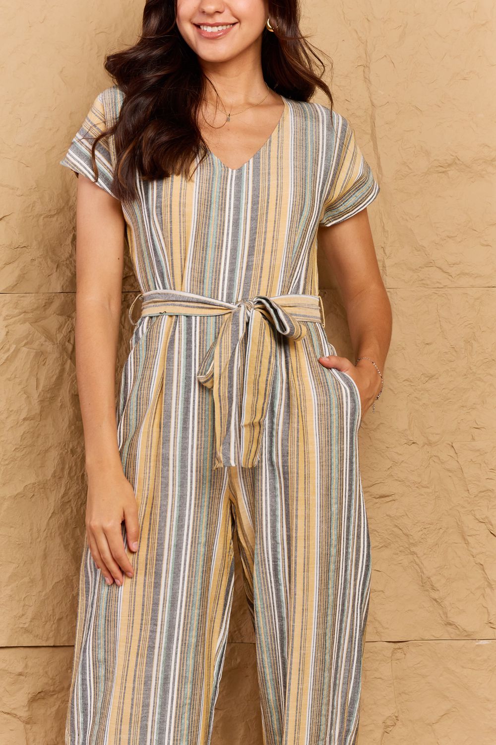 OOTD For The Win Yarn Dyed Multi Striped Jumpsuit