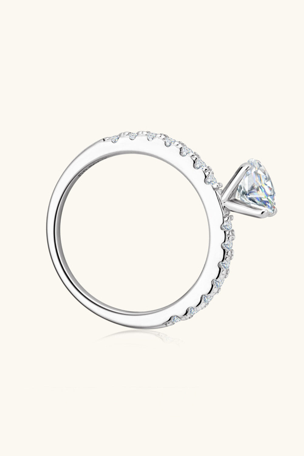Uylees Boutique Moissanite Platinum-Plated Side Stone Ring