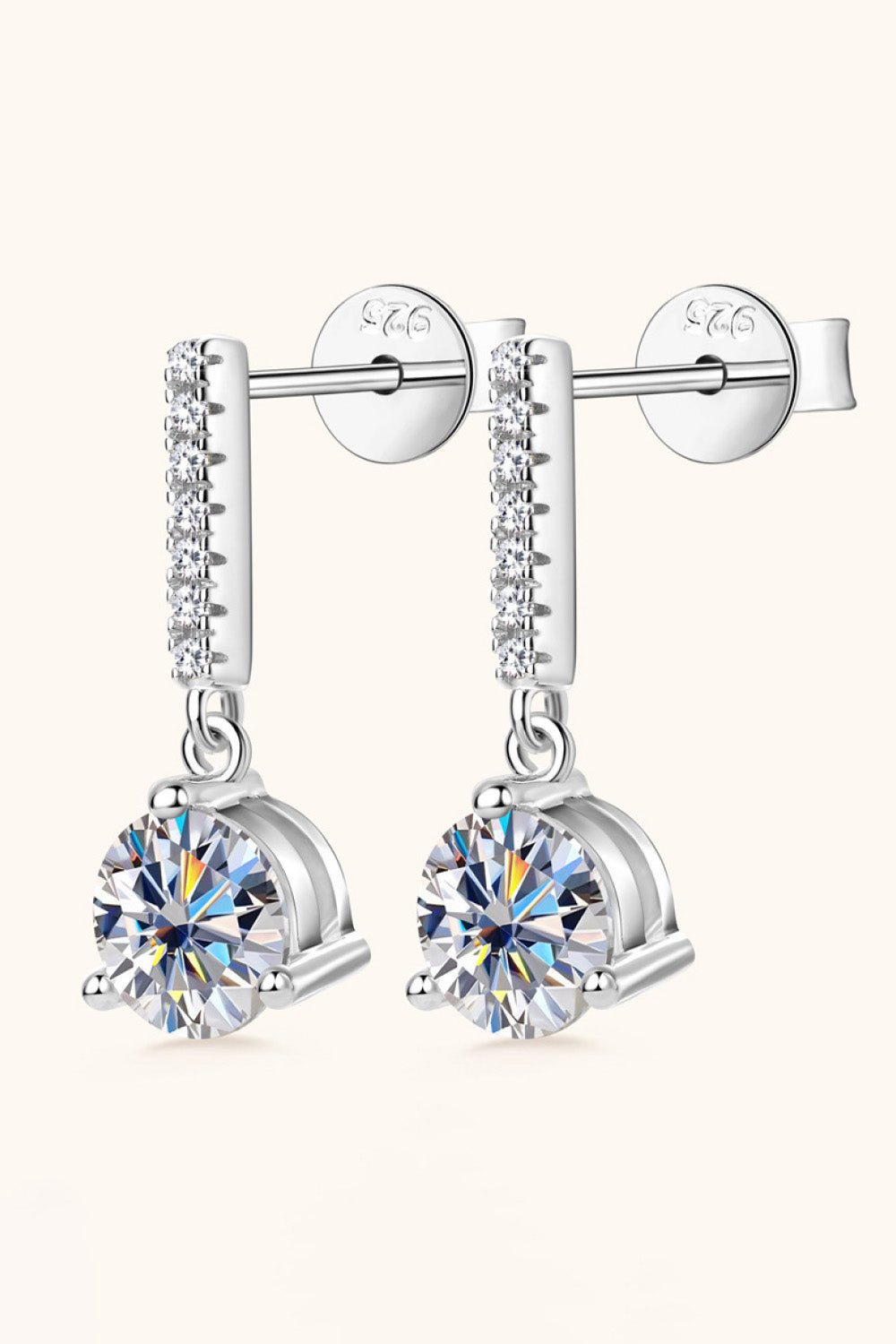 2 Carat Moissanite 925 Sterling Silver Drop Earrings - Uylee's Boutique