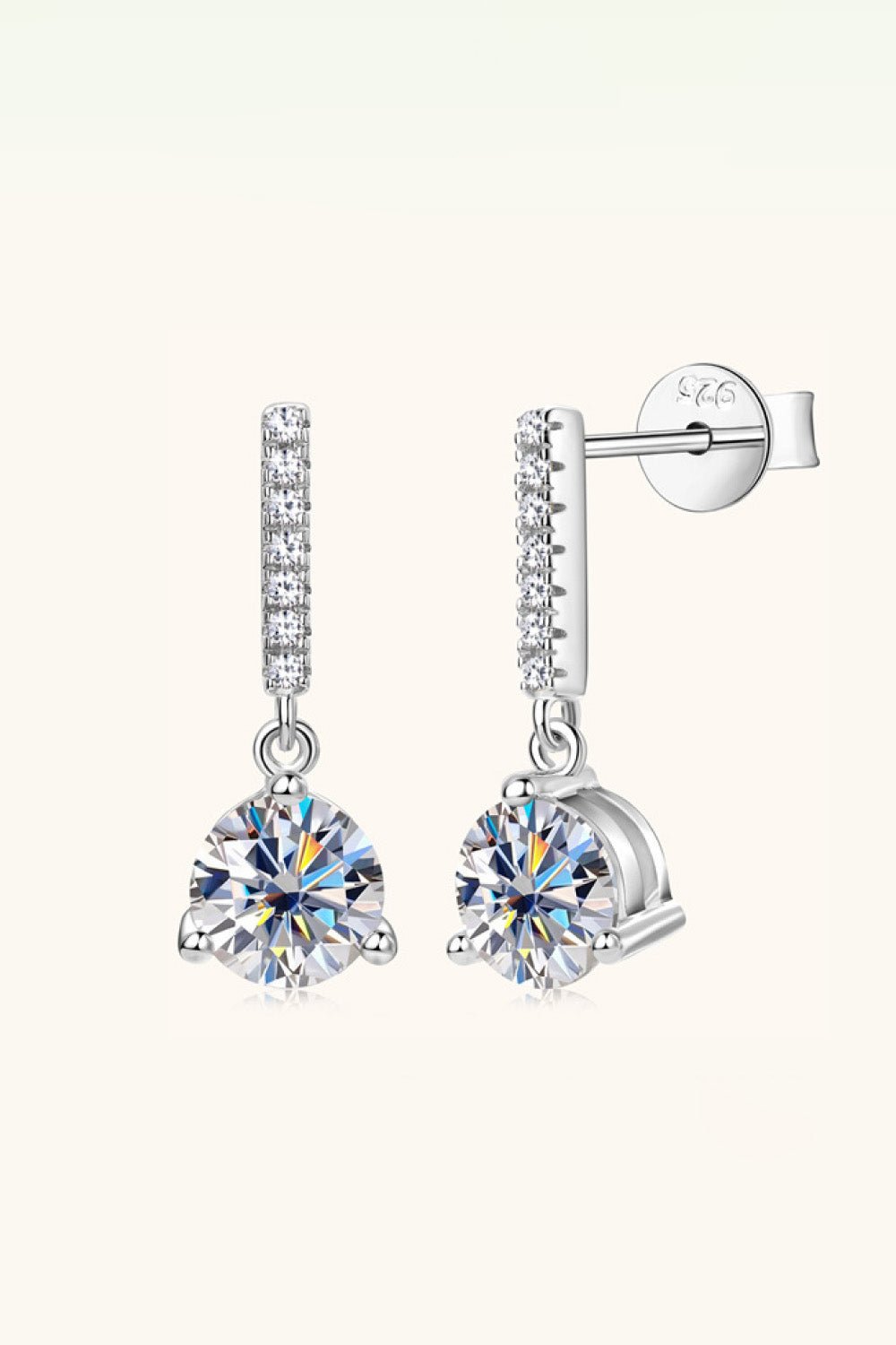 2 Carat Moissanite 925 Sterling Silver Drop Earrings - Uylee's Boutique