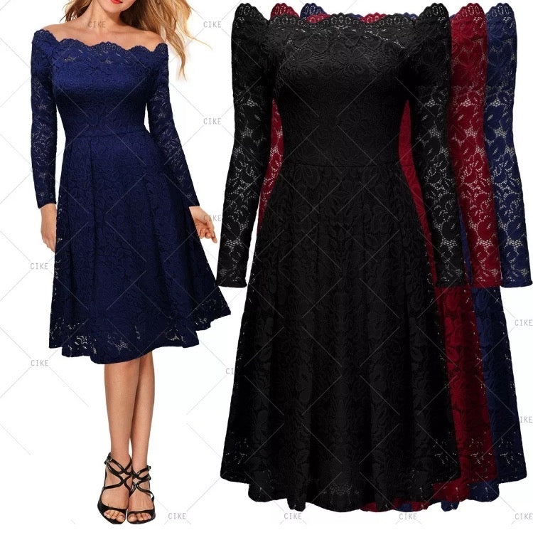 Vintage Inspired Full Lace Cocktail Dress, US Sizes 4 - 16