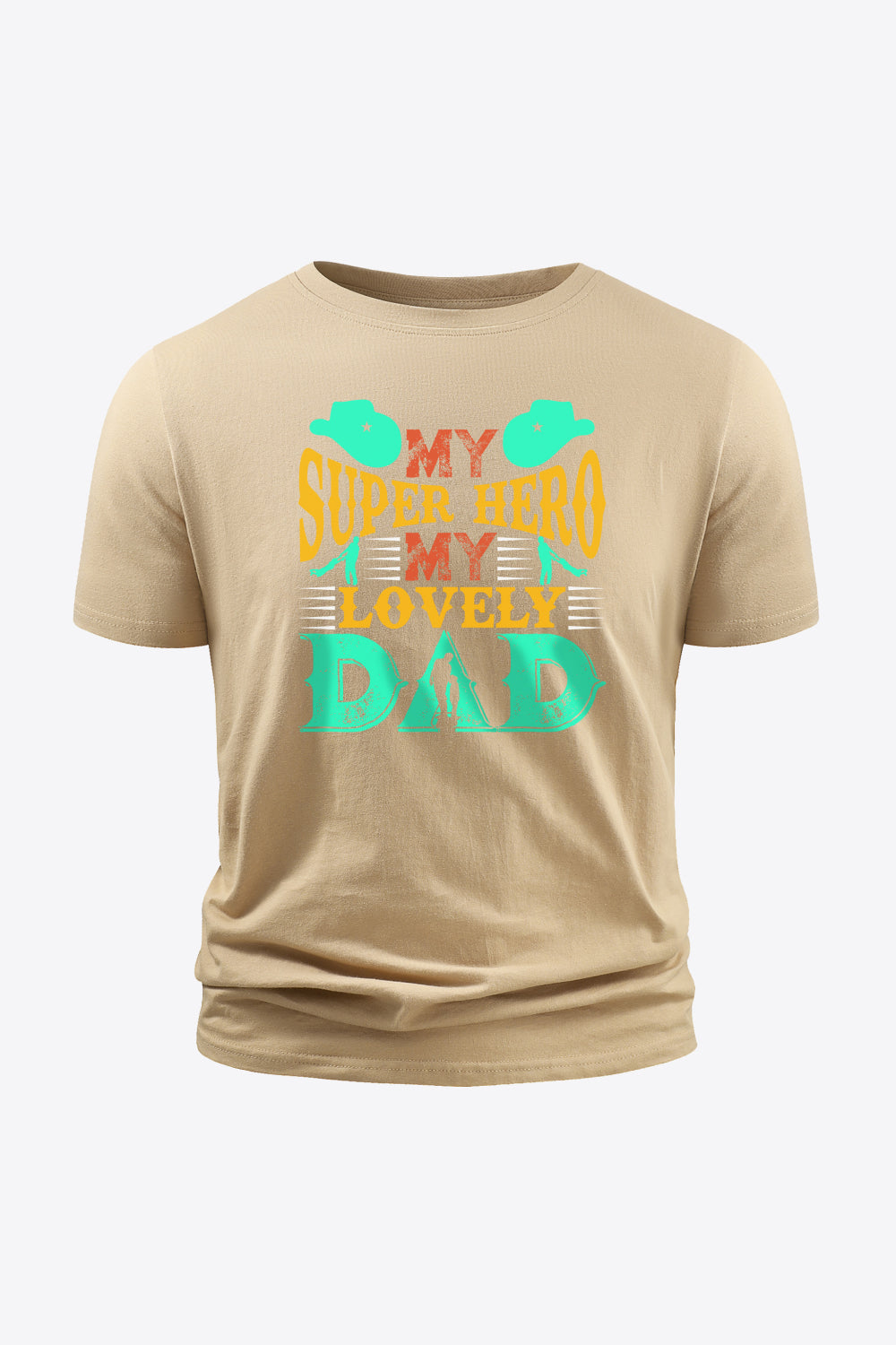 Full Size MY SUPER HERO MY LOVELY DAD Graphic Round Neck Short Sleeve Cotton T-Shirt