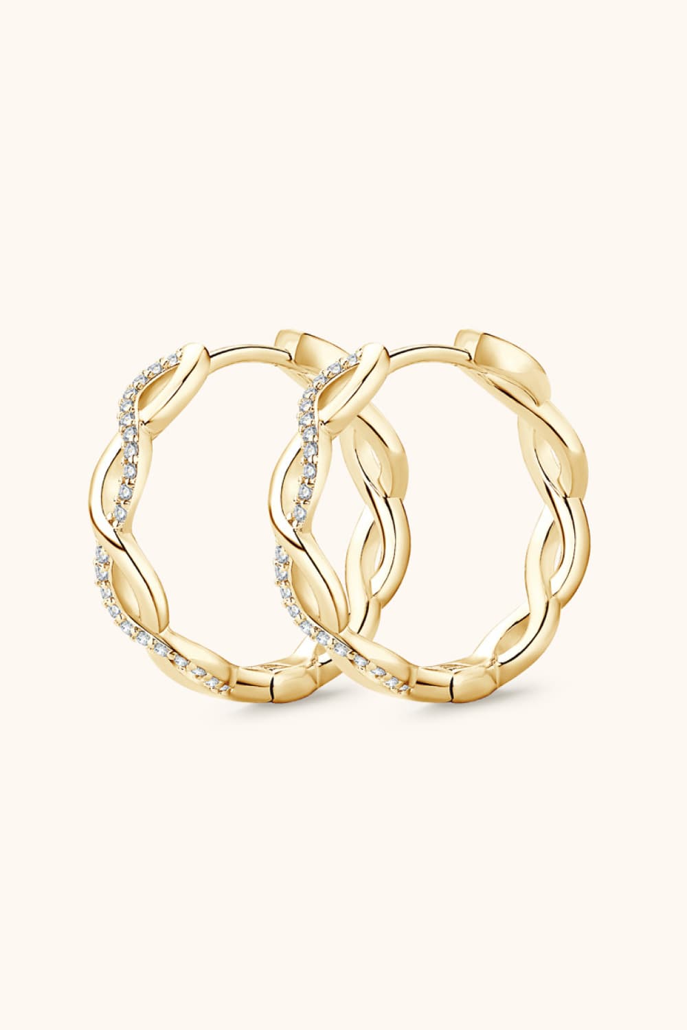 Moissanite Crisscross Hoop Earrings - Available in Gold or Silver