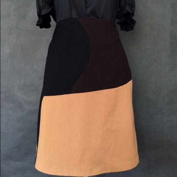 Harve Benard Brown Tone Color Block Skirt, US Size 8 - Gently Used