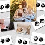 Men's  Monogram / Initial Cuff Links - Black & Silver (A-Z)