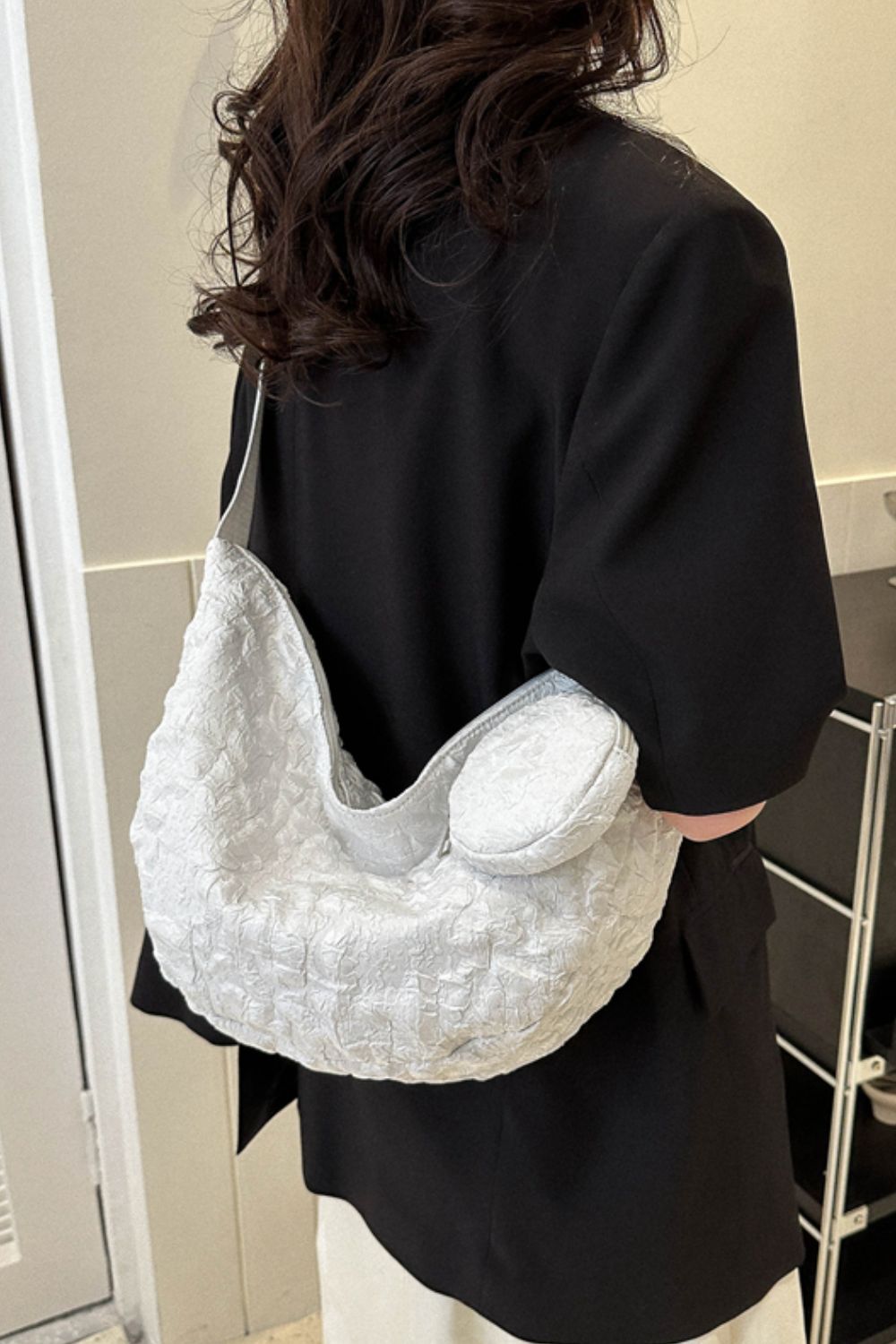 Textured Polyester Shoulder Bag