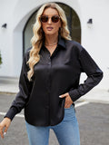 Dropped Shoulder Collared Neck Long Sleeve Shirt