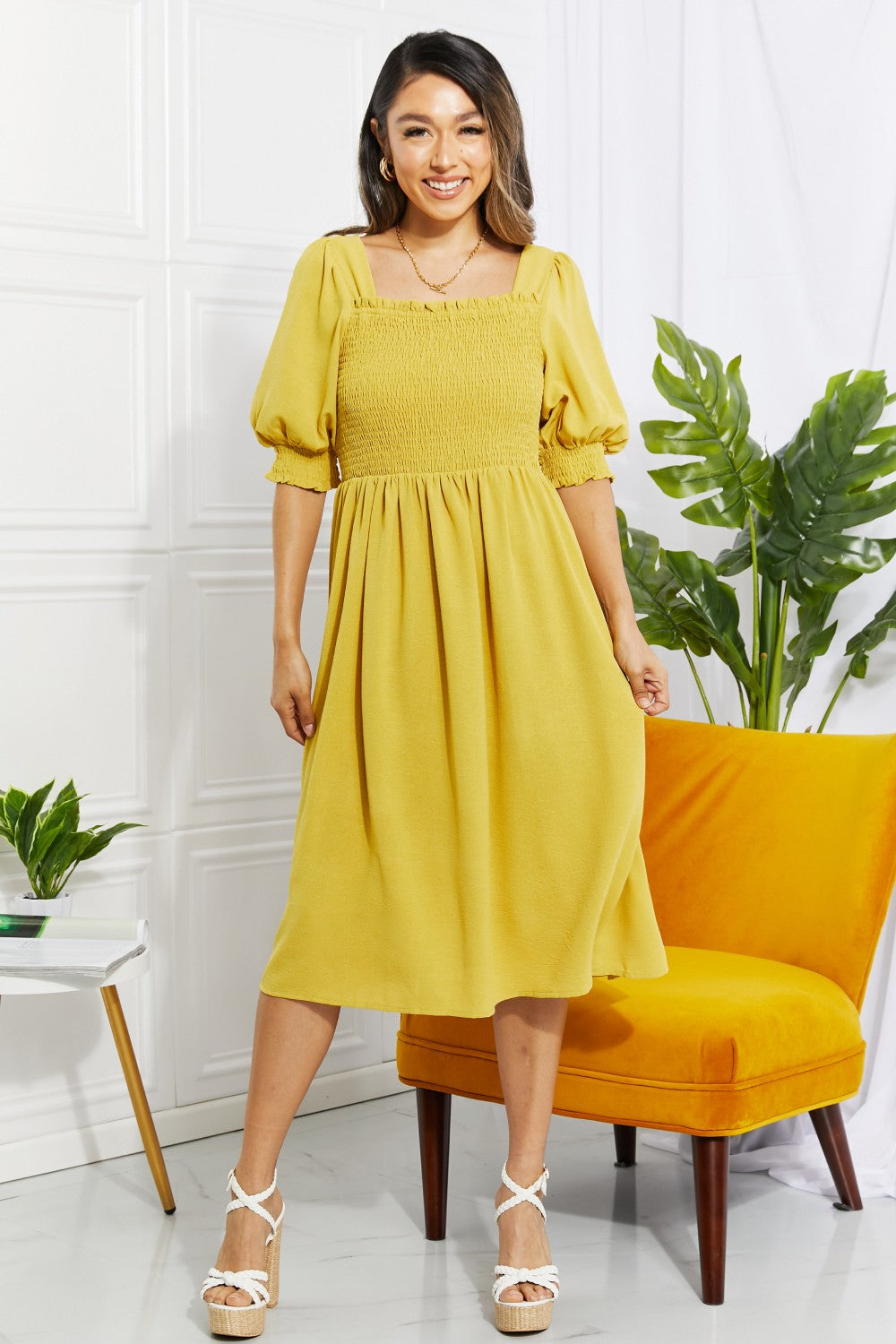 Full Size Love You Forever Square Neck Midi Dress, Sizes Small - 3XLarge