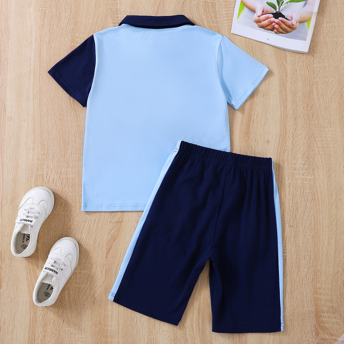 Uylee’s Boutique Kids Color Block Polo Shirt and Shorts Set