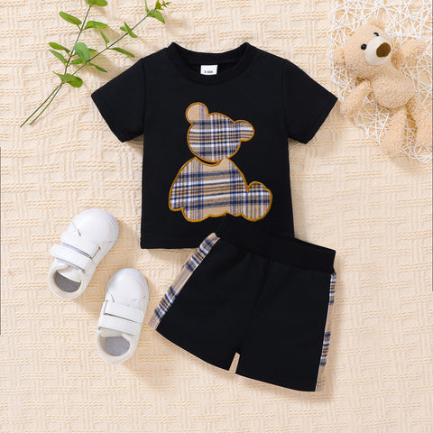 Uylee’s Boutique Baby Bear Graphic Round Neck Tee and Short Set
