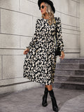 Leopard Long Sleeve Midi Dress