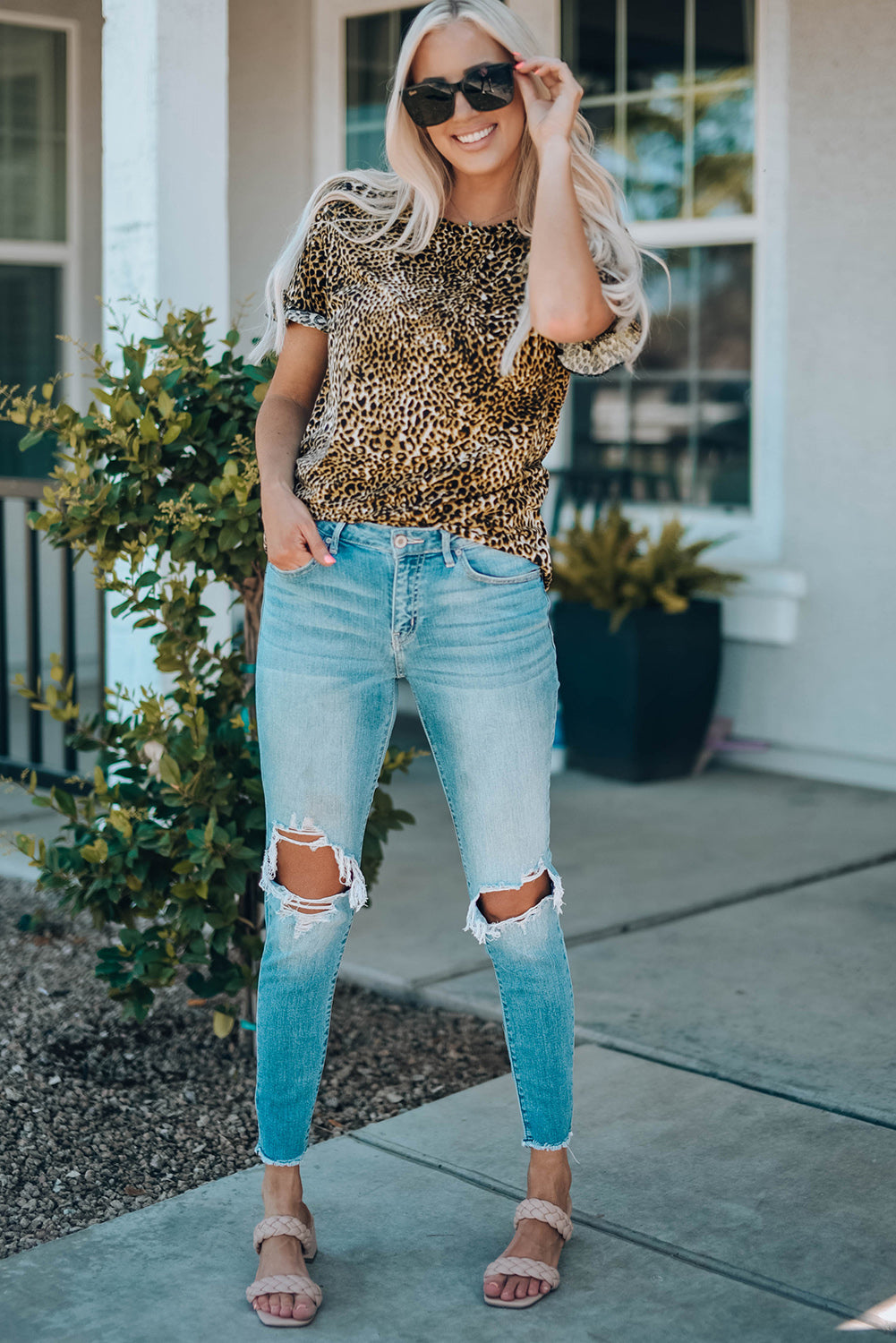 Uylee’s Boutique Women Leopard Short Flounce Sleeve Tee (Mommy and Me Top)