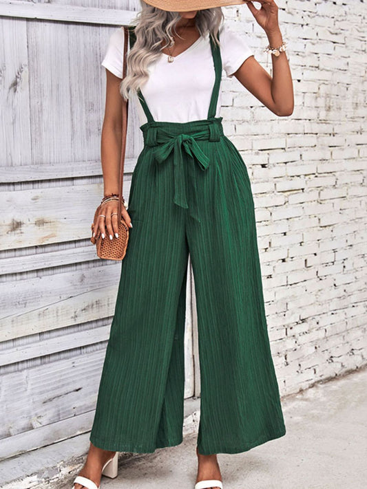 Uylee’s Boutique Tie Belt Wide Leg Overalls