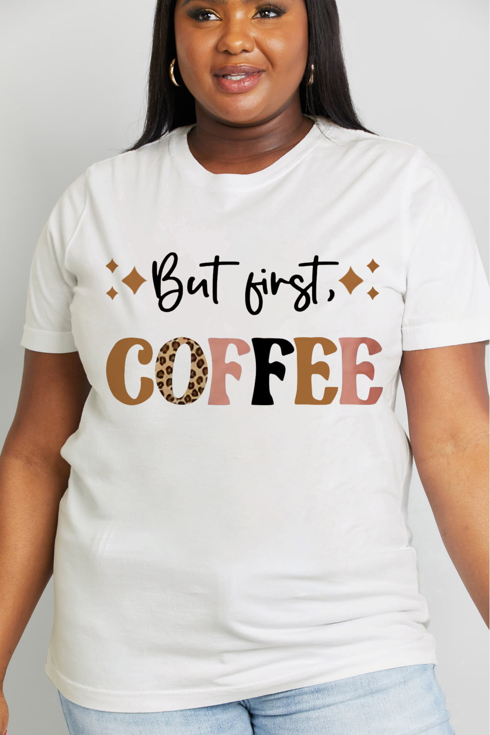 Simply Love Full Size  BUT FIRST COFFEE Graphic Cotton Tee