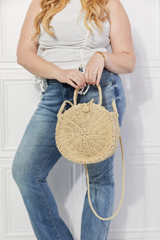 Uylee’s Boutique Justin Taylor Feeling Cute Rounded Rattan Handbag in Ivory