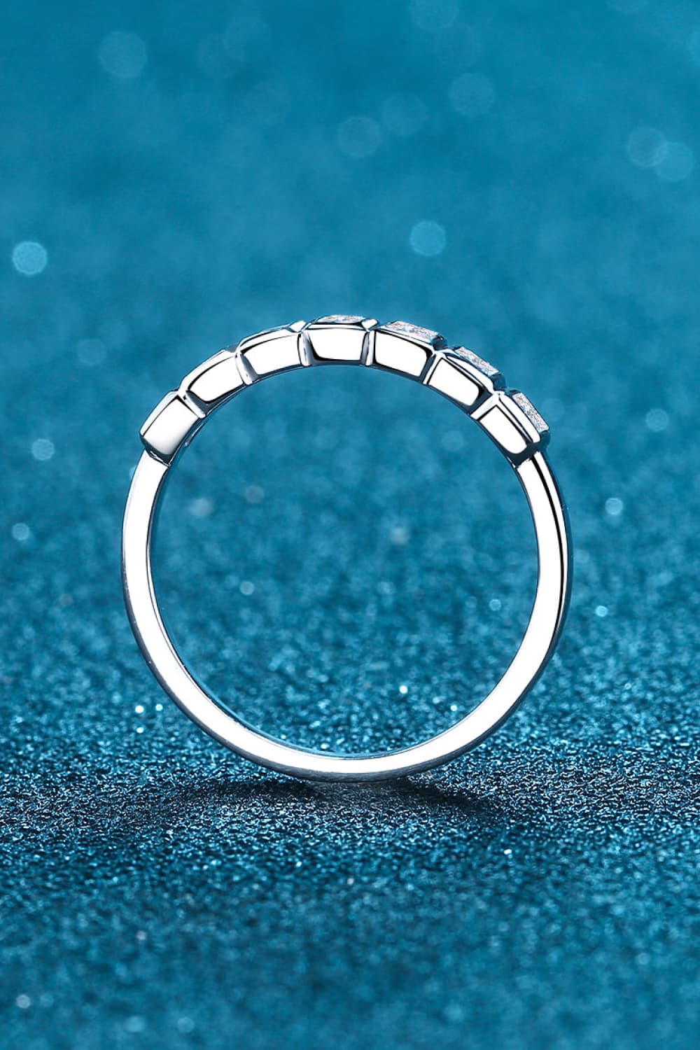 Uylees Boutique Moissanite Rhodium-Plated Half-Eternity Ring