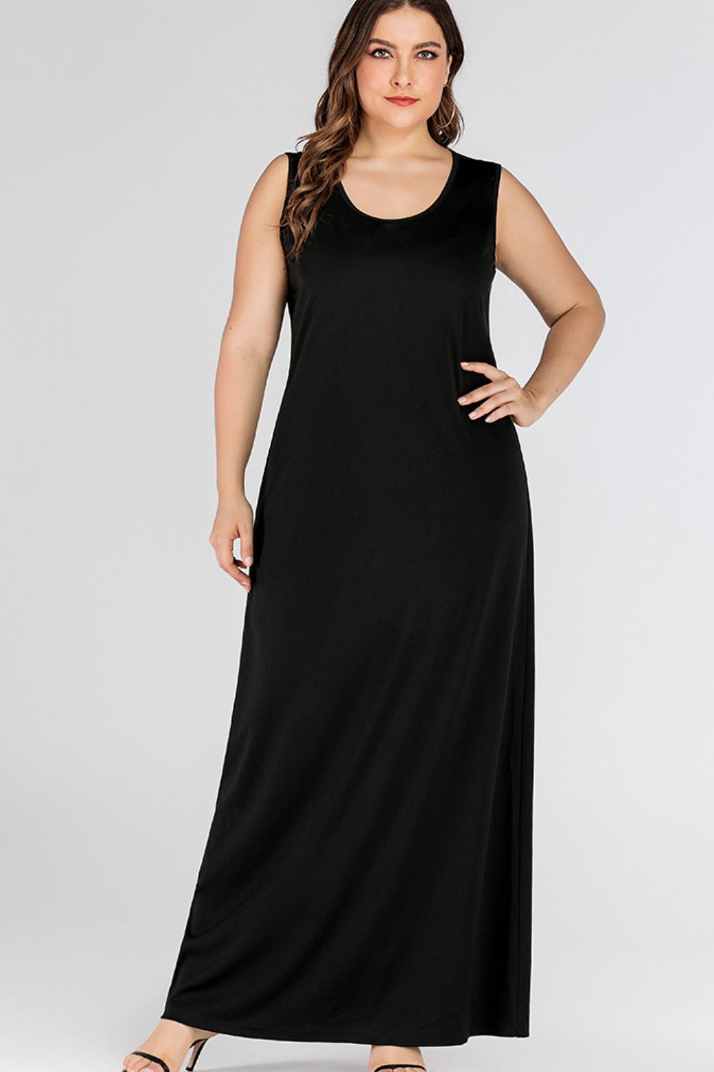 plus size black tank dress Plus Size Crew Neck Knit Tank Dress