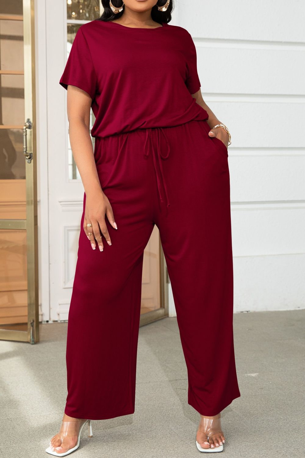 Plus size sale short sleeve jumpsuit