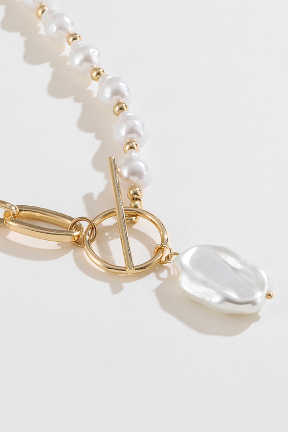 Half Pearl Half Chain Necklace