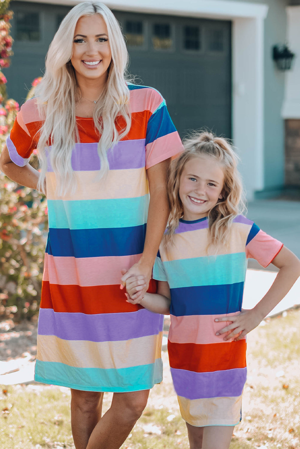 Uylee’s Boutique Girls Color Block Side Slit Mini Dress (Mommy and Me)