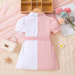 Uylee's Boutique Girls Two-Tone Belted Shirt Dress