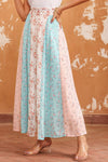Uylee's Boutique Floral Color Block Smocked Waist Maxi Skirt