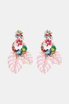 Leaf & Flower Shape Zinc Alloy Dangle Earrings