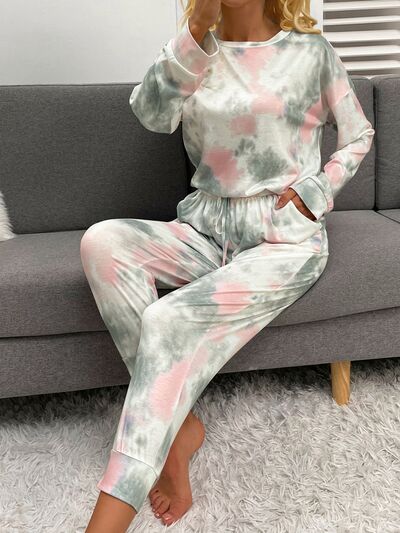Tuna London - {Tuna Active} - White Cotton Round Tie And Dye Joggers Set  For Women