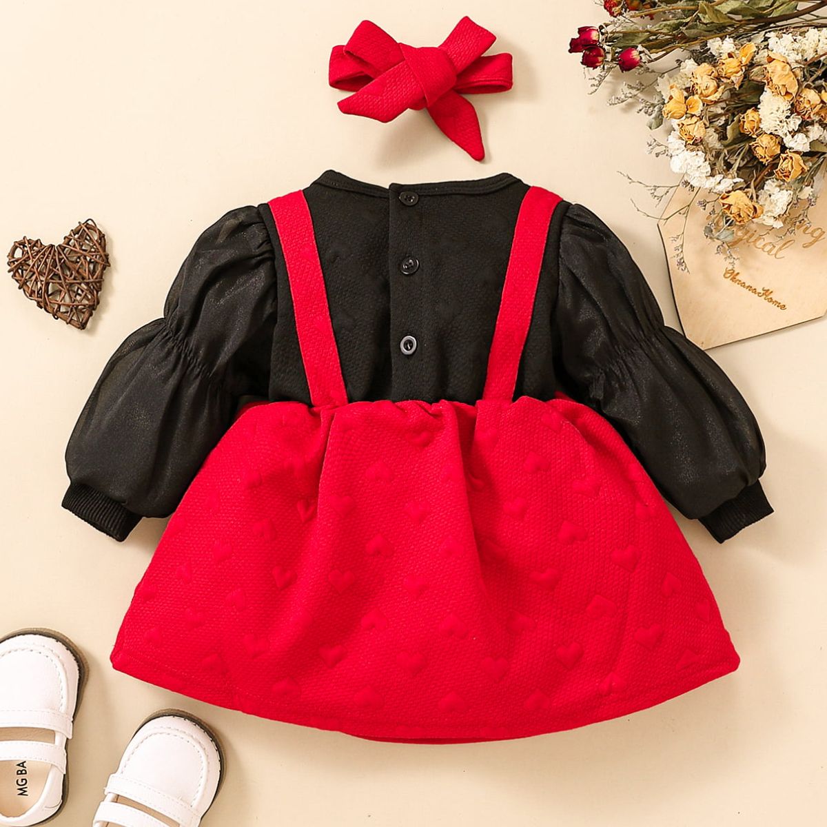 Baby Girl Two-Tone Bow Detail Dress, Sizes 6M - 18M