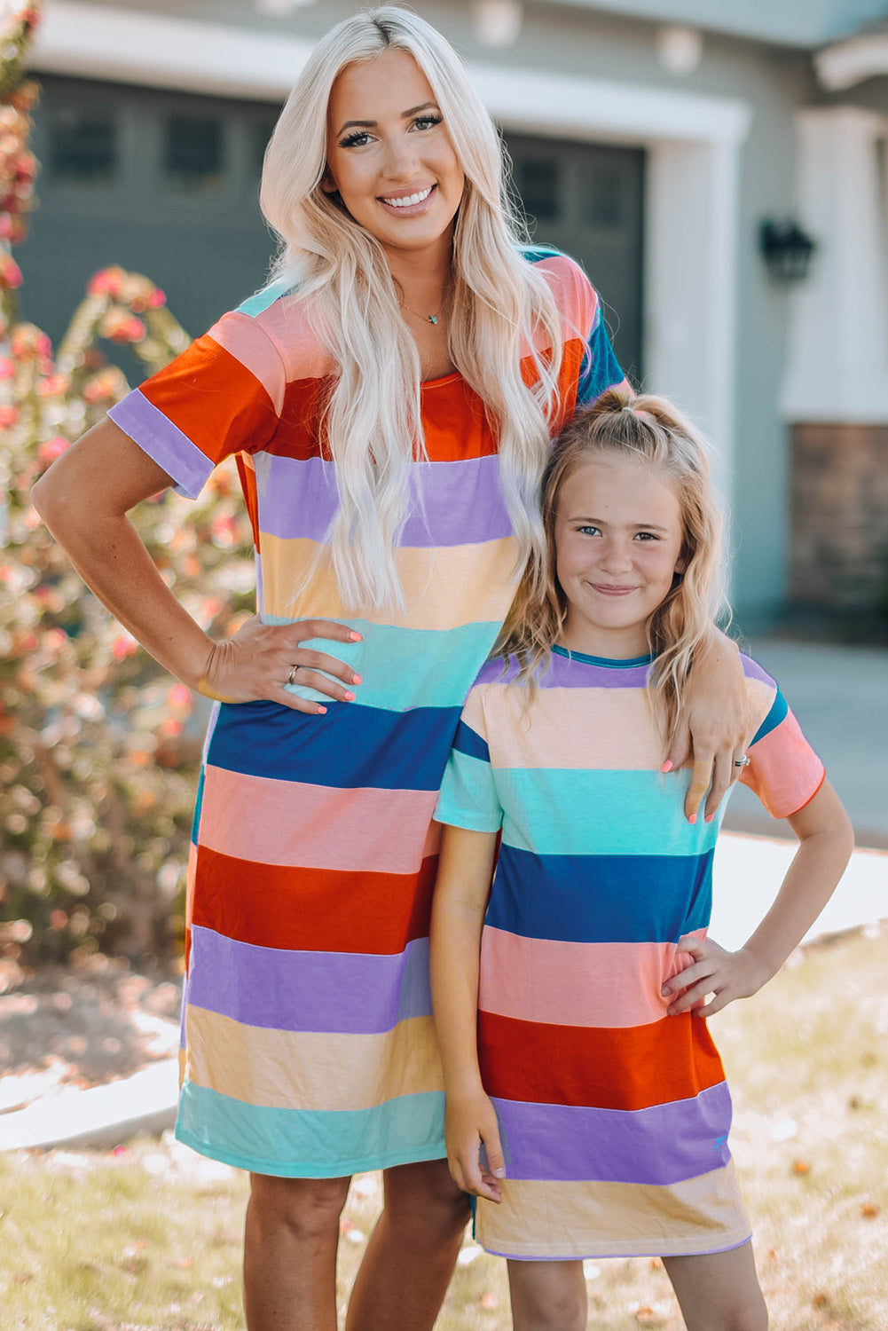 Uylee’s Boutique Girls Color Block Side Slit Mini Dress (Mommy and Me)