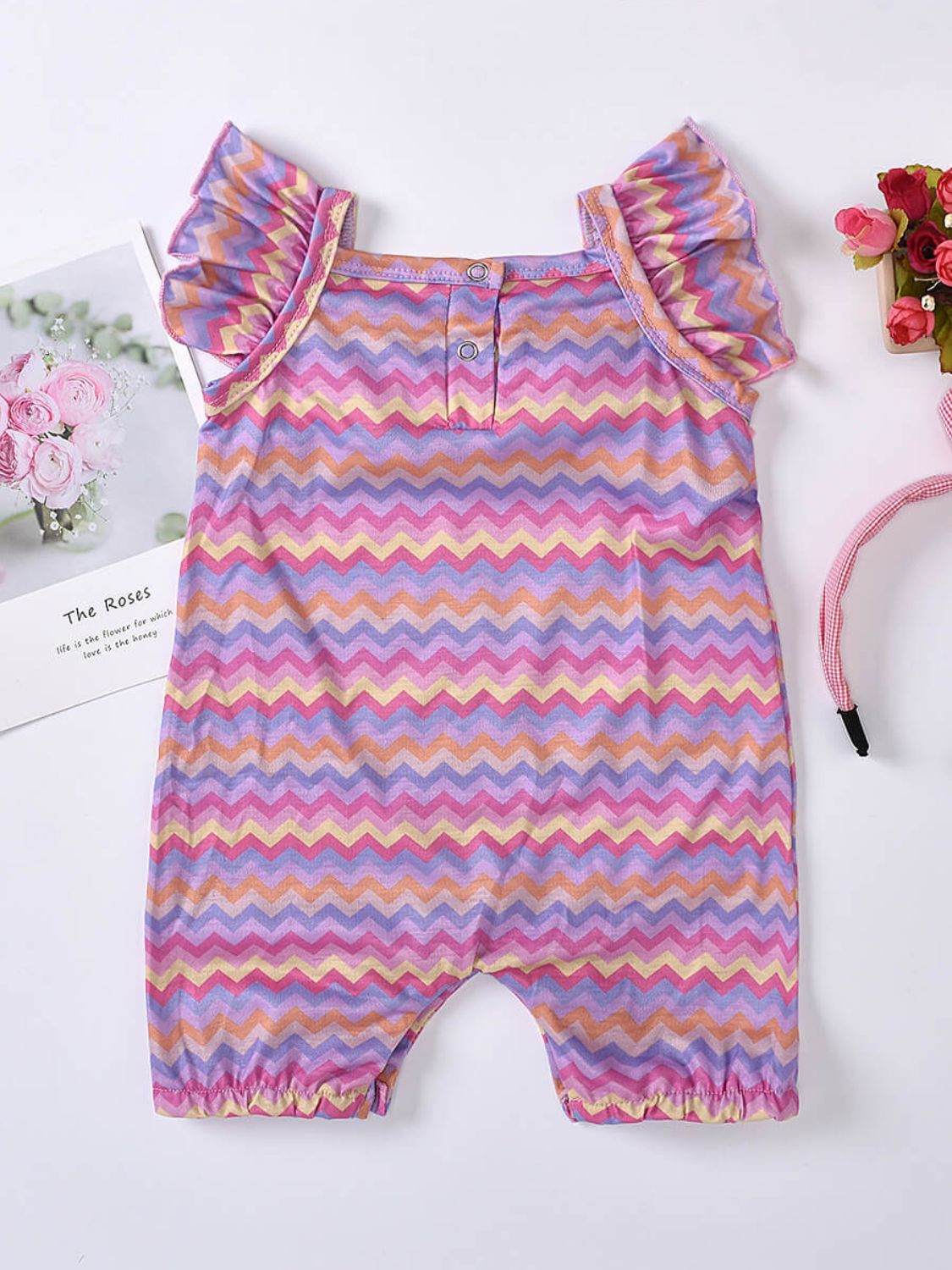 Uylee’s Boutique Baby Girl Printed Bow Detail Square Neck Romper