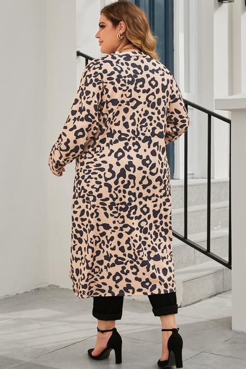 Plus size outlet leopard cardigan