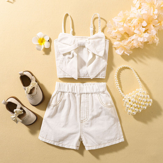 Uylee's Boutique Contrast Stitching Bow Detail Cami and Shorts Set
