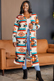 Plus Size Geometric Open Front Longline Cardigan