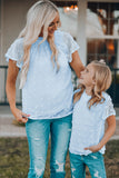 Uylee’s Boutique Women Swiss Dot Frill Neck Flutter Sleeve Blouse (Mommy and Me Blouse)