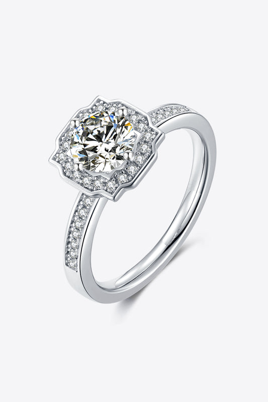 Uylees Boutique 1 Carat Moissanite 925 Sterling Silver Halo Ring