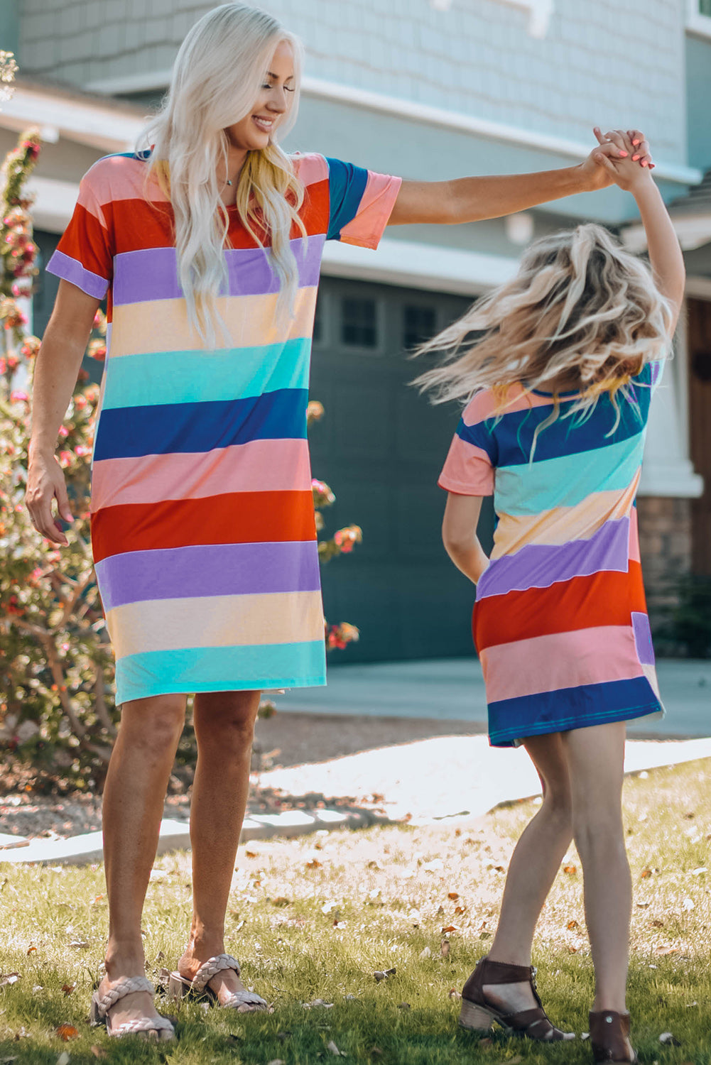 Uylee’s Boutique Girls Color Block Side Slit Mini Dress (Mommy and Me)