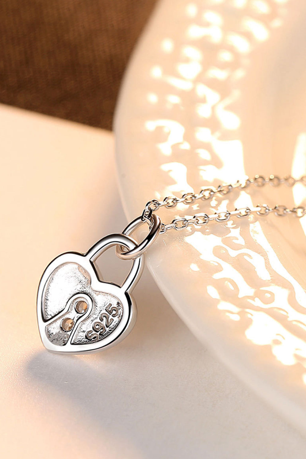 Uylee's Boutique Heart Lock Pendant 925 Sterling Silver Necklace